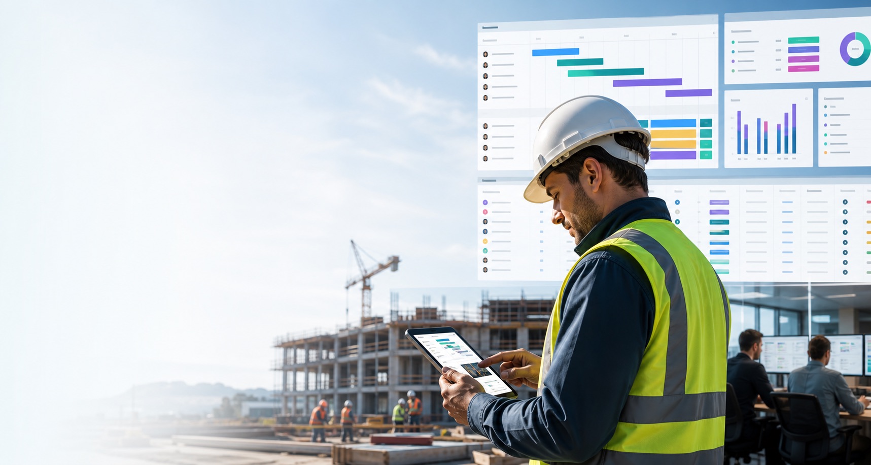 Construction team using mobile monday.com project management from the field