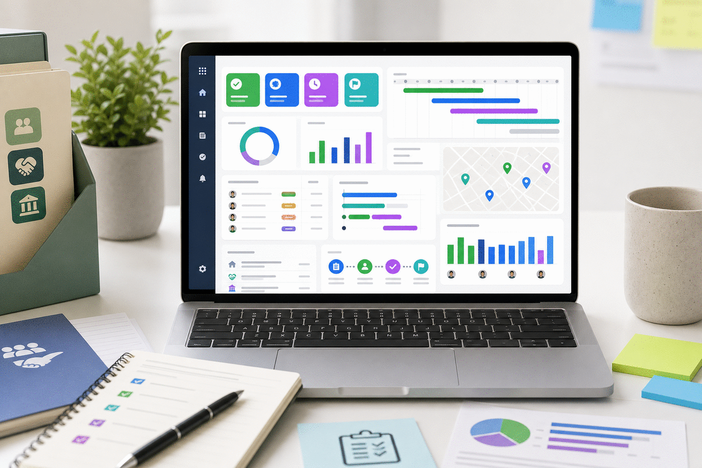 Project dashboard concept for county programs, nonprofit initiatives, grants, and approvals